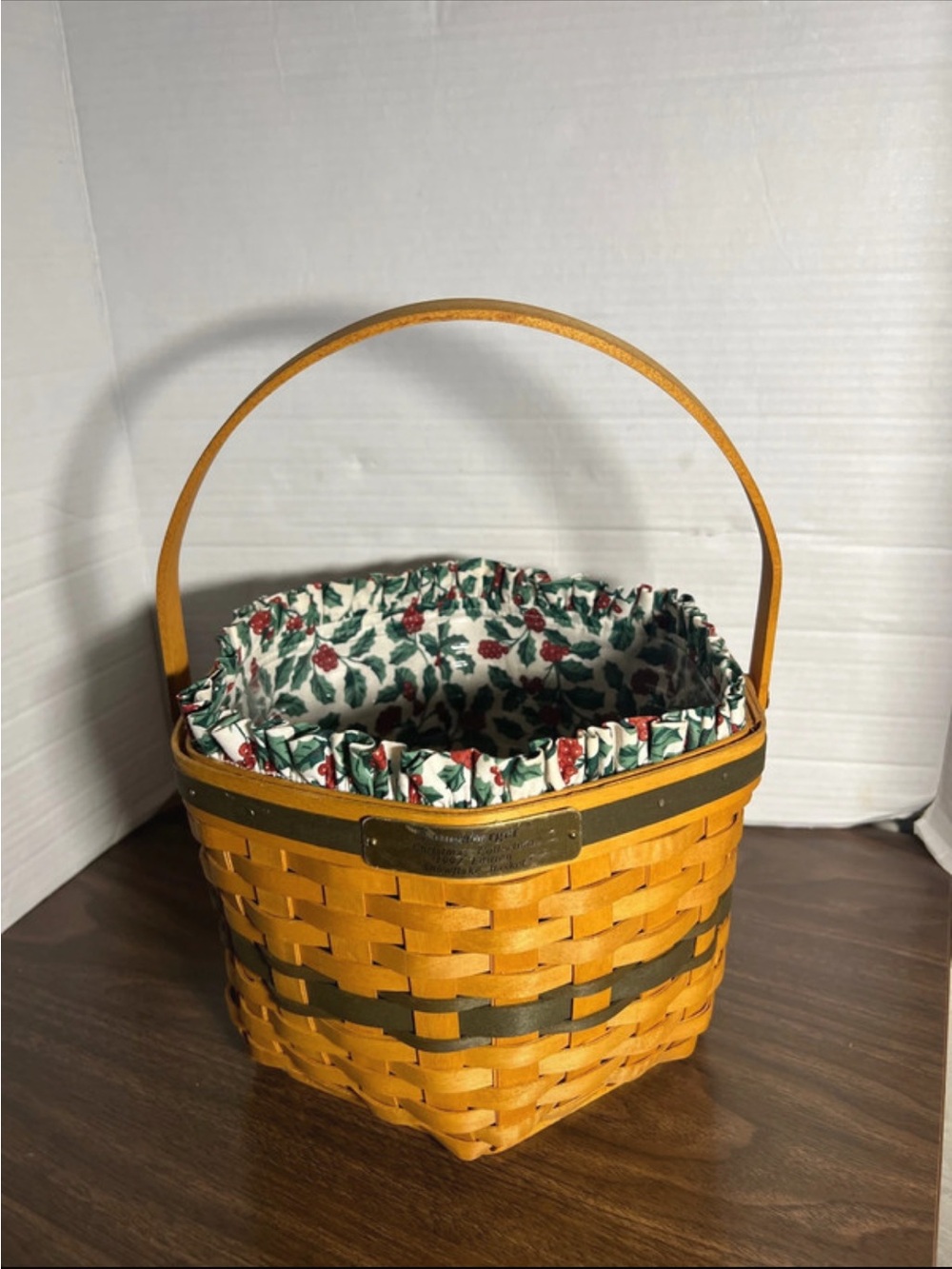 Longaberger Woven  Basket with Lined Fabric and plastic liner